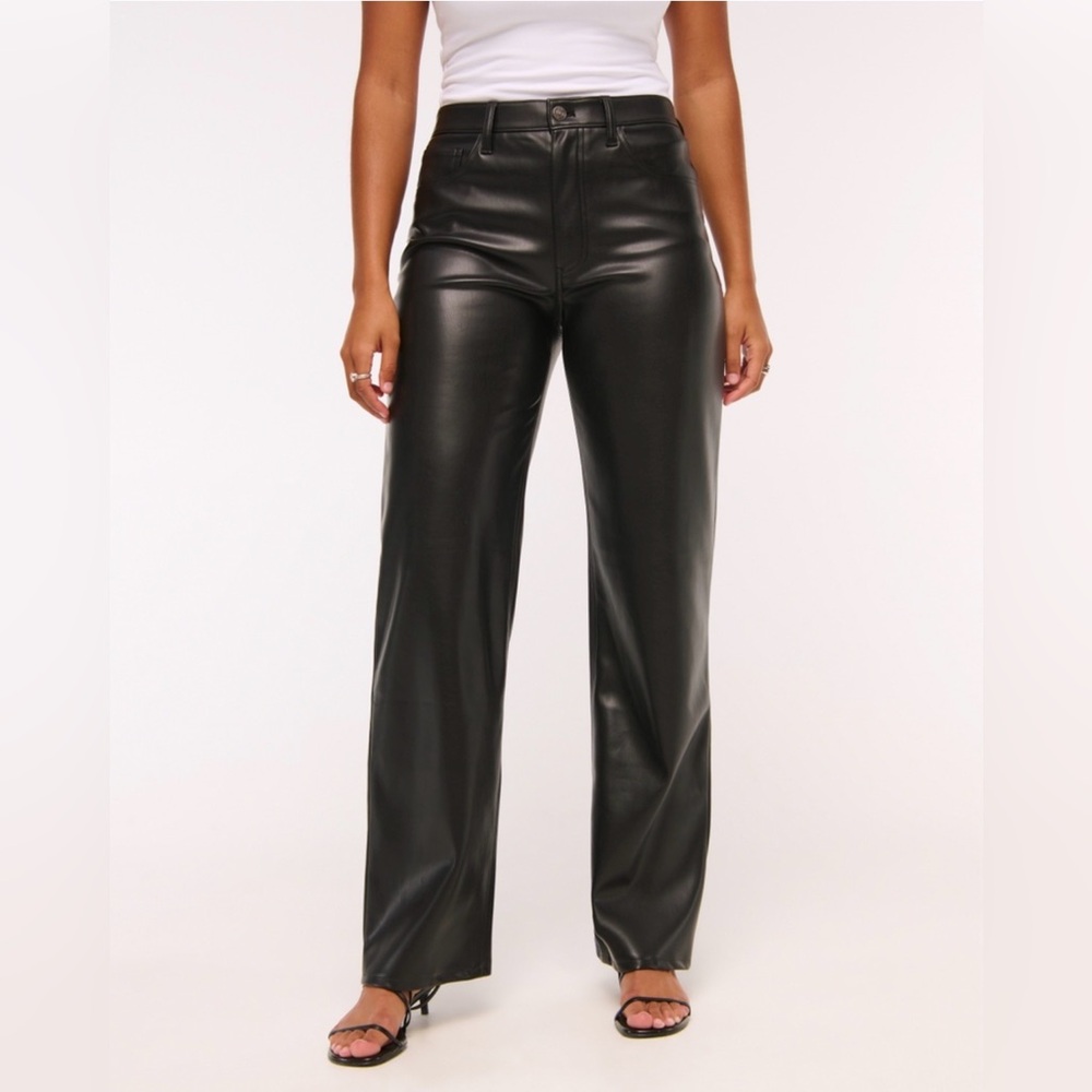 Abercrombie & Fitch Black High-Rise Faux Leather Pants